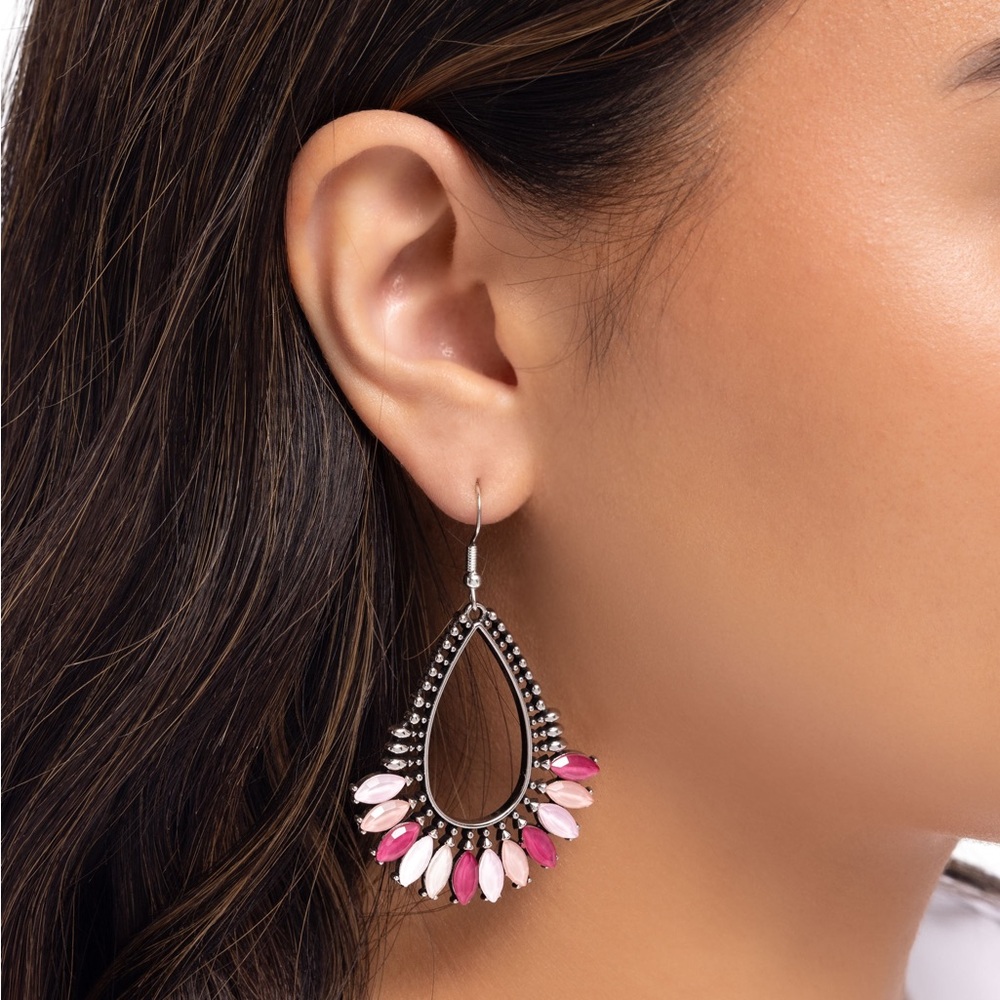 Pronged Pattern - Pink Earring
